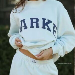 Parke White Sweatshirt with denim Logo